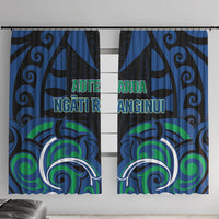 Aotearoa Ngati Ranginui Window Curtain New Zealand Traditional Maori Pattern DT05 With Hooks Navy - Polynesian Pride