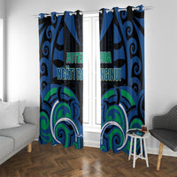 Aotearoa Ngati Ranginui Window Curtain New Zealand Traditional Maori Pattern DT05 With Grommets Navy - Polynesian Pride