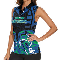 Custom Aotearoa Ngati Ranginui Women Sleeveless Polo Shirt New Zealand Traditional Maori Pattern DT05 - Polynesian Pride