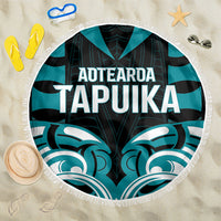 Aotearoa Tapuika Beach Blanket New Zealand Traditional Maori Pattern DT05 One Size 150cm Teal - Polynesian Pride