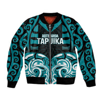 Custom Aotearoa Tapuika Bomber Jacket New Zealand Traditional Maori Pattern DT05 Unisex Teal - Polynesian Pride