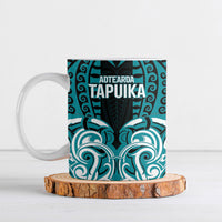 Custom Aotearoa Tapuika Ceramic Mug New Zealand Traditional Maori Pattern DT05 Teal - Polynesian Pride