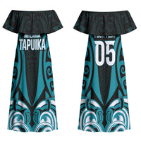 Custom Aotearoa Tapuika Couples Matching Off Shoulder Maxi Dress and Hawaiian Shirt New Zealand Traditional Maori Pattern DT05 - Polynesian Pride