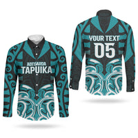 Custom Aotearoa Tapuika Couples Matching Off The Shoulder Long Sleeve Dress and Long Sleeve Button Shirt New Zealand Traditional Maori Pattern DT05 - Polynesian Pride