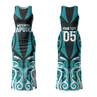Custom Aotearoa Tapuika Couples Matching Tank Maxi Dress and Long Sleeve Button Shirt New Zealand Traditional Maori Pattern DT05 - Polynesian Pride