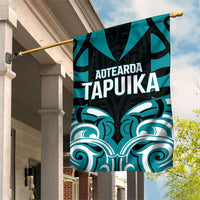 Aotearoa Tapuika Garden Flag New Zealand Traditional Maori Pattern DT05 House Flag Teal - Polynesian Pride