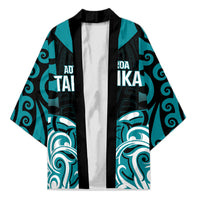 Custom Aotearoa Tapuika Kimono New Zealand Traditional Maori Pattern DT05 Unisex Teal - Polynesian Pride