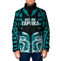 Custom Aotearoa Tapuika Padded Jacket New Zealand Traditional Maori Pattern DT05 Men Teal - Polynesian Pride