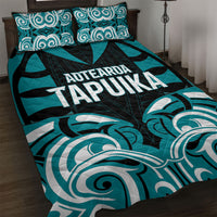Aotearoa Tapuika Quilt Bed Set New Zealand Traditional Maori Pattern DT05 Teal - Polynesian Pride