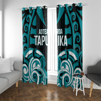 Aotearoa Tapuika Window Curtain New Zealand Traditional Maori Pattern DT05 With Grommets Teal - Polynesian Pride