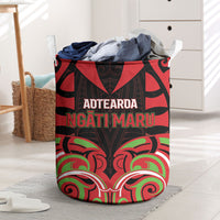 Aotearoa Ngati Maru Laundry Basket New Zealand Traditional Maori Pattern DT05 Red - Polynesian Pride