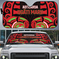 Aotearoa Ngati Maru Auto Sun Shade New Zealand Traditional Maori Pattern DT05 Red - Polynesian Pride