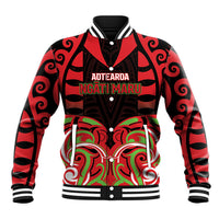 Custom Aotearoa Ngati Maru Baseball Jacket New Zealand Traditional Maori Pattern DT05 Unisex Red - Polynesian Pride