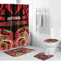 Aotearoa Ngati Maru Bathroom Set New Zealand Traditional Maori Pattern DT05 Bathroom Set (4 pcs) Red - Polynesian Pride