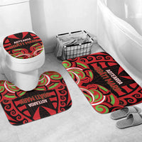 Aotearoa Ngati Maru Bathroom Set New Zealand Traditional Maori Pattern DT05 Mat Set Only (3 pcs) One Size Red - Polynesian Pride