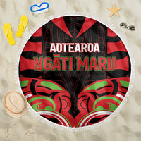 Aotearoa Ngati Maru Beach Blanket New Zealand Traditional Maori Pattern DT05 One Size 150cm Red - Polynesian Pride