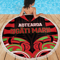 Aotearoa Ngati Maru Beach Blanket New Zealand Traditional Maori Pattern DT05 - Polynesian Pride