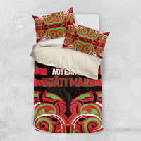 Aotearoa Ngati Maru Bedding Set New Zealand Traditional Maori Pattern DT05 US Twin 172cm x 218cm Red - Polynesian Pride