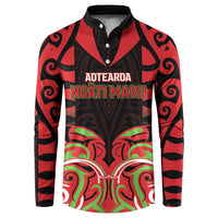 Custom Aotearoa Ngati Maru Button Sweatshirt New Zealand Traditional Maori Pattern DT05 Red - Polynesian Pride