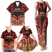Custom Aotearoa Ngati Maru Family Matching Tank Maxi Dress and Hawaiian Shirt New Zealand Traditional Maori Pattern DT05 - Polynesian Pride