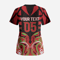 Custom Aotearoa Ngati Maru Scrub Top New Zealand Traditional Maori Pattern DT05 - Polynesian Pride