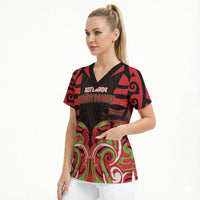Custom Aotearoa Ngati Maru Scrub Top New Zealand Traditional Maori Pattern DT05 - Polynesian Pride
