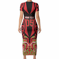 Custom Aotearoa Ngati Maru Short Sleeve Bodycon Dress New Zealand Traditional Maori Pattern DT05 - Polynesian Pride