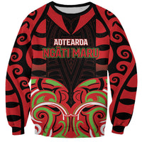 Custom Aotearoa Ngati Maru Sweatshirt New Zealand Traditional Maori Pattern DT05 Unisex Red - Polynesian Pride