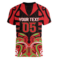 Custom Aotearoa Ngati Maru Women V-Neck T-Shirt New Zealand Traditional Maori Pattern DT05 - Polynesian Pride