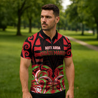 Custom Aotearoa Ngati Maru Zipper Polo Shirt New Zealand Traditional Maori Pattern DT05 - Polynesian Pride