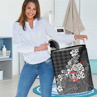 Black Palaka Hawaiian And Japanese Laundry Basket Maneki Neko And Sakura Bloom