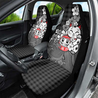 Black Palaka Hawaiian And Japanese Car Seat Cover Maneki Neko And Sakura Bloom
