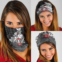 Black Palaka Hawaiian And Japanese Neck Gaiter Maneki Neko And Sakura Bloom DT05 - Polynesian Pride