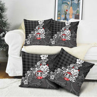 Black Palaka Hawaiian And Japanese Pillow Cover Maneki Neko And Sakura Bloom DT05 - Polynesian Pride