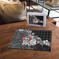 Black Palaka Hawaiian And Japanese Puzzle Maneki Neko And Sakura Bloom