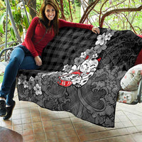 Black Palaka Hawaiian And Japanese Quilt Maneki Neko And Sakura Bloom DT05 - Polynesian Pride