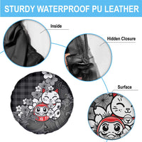 Black Palaka Hawaiian And Japanese Spare Tire Cover Maneki Neko And Sakura Bloom