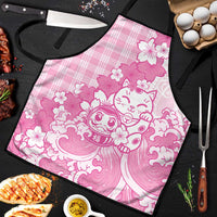 Pink Palaka Hawaiian And Japanese Apron Maneki Neko And Sakura Bloom