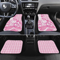 Pink Palaka Hawaiian And Japanese Car Mats Maneki Neko And Sakura Bloom DT05 Set 4pcs Pink - Polynesian Pride