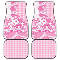 Pink Palaka Hawaiian And Japanese Car Mats Maneki Neko And Sakura Bloom DT05 - Polynesian Pride