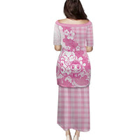 Pink Palaka Hawaiian And Japanese Family Matching Puletasi and Hawaiian Shirt Maneki Neko And Sakura Bloom