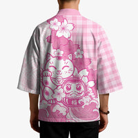 Pink Palaka Hawaiian And Japanese Kimono Maneki Neko And Sakura Bloom DT05 - Polynesian Pride