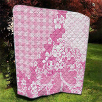 Pink Palaka Hawaiian And Japanese Quilt Maneki Neko And Sakura Bloom DT05 - Polynesian Pride