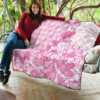 Pink Palaka Hawaiian And Japanese Quilt Maneki Neko And Sakura Bloom DT05 - Polynesian Pride