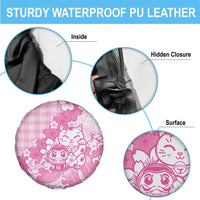 Pink Palaka Hawaiian And Japanese Spare Tire Cover Maneki Neko And Sakura Bloom