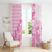 Pink Palaka Hawaiian And Japanese Window Curtain Maneki Neko And Sakura Bloom DT05 - Polynesian Pride