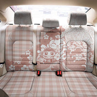 Beige Palaka Hawaiian And Japanese Back Car Seat Cover Maneki Neko And Sakura Bloom