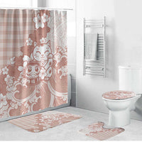 Beige Palaka Hawaiian And Japanese Bathroom Set Maneki Neko And Sakura Bloom DT05 Bathroom Set (4 pcs) Beige - Polynesian Pride