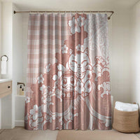 Beige Palaka Hawaiian And Japanese Bathroom Set Maneki Neko And Sakura Bloom DT05 Shower Curtain Only Beige - Polynesian Pride