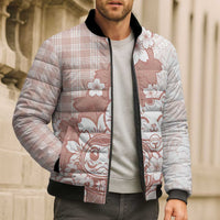 Beige Palaka Hawaiian And Japanese Bomber Puffer Jacket Maneki Neko And Sakura Bloom DT05 - Polynesian Pride